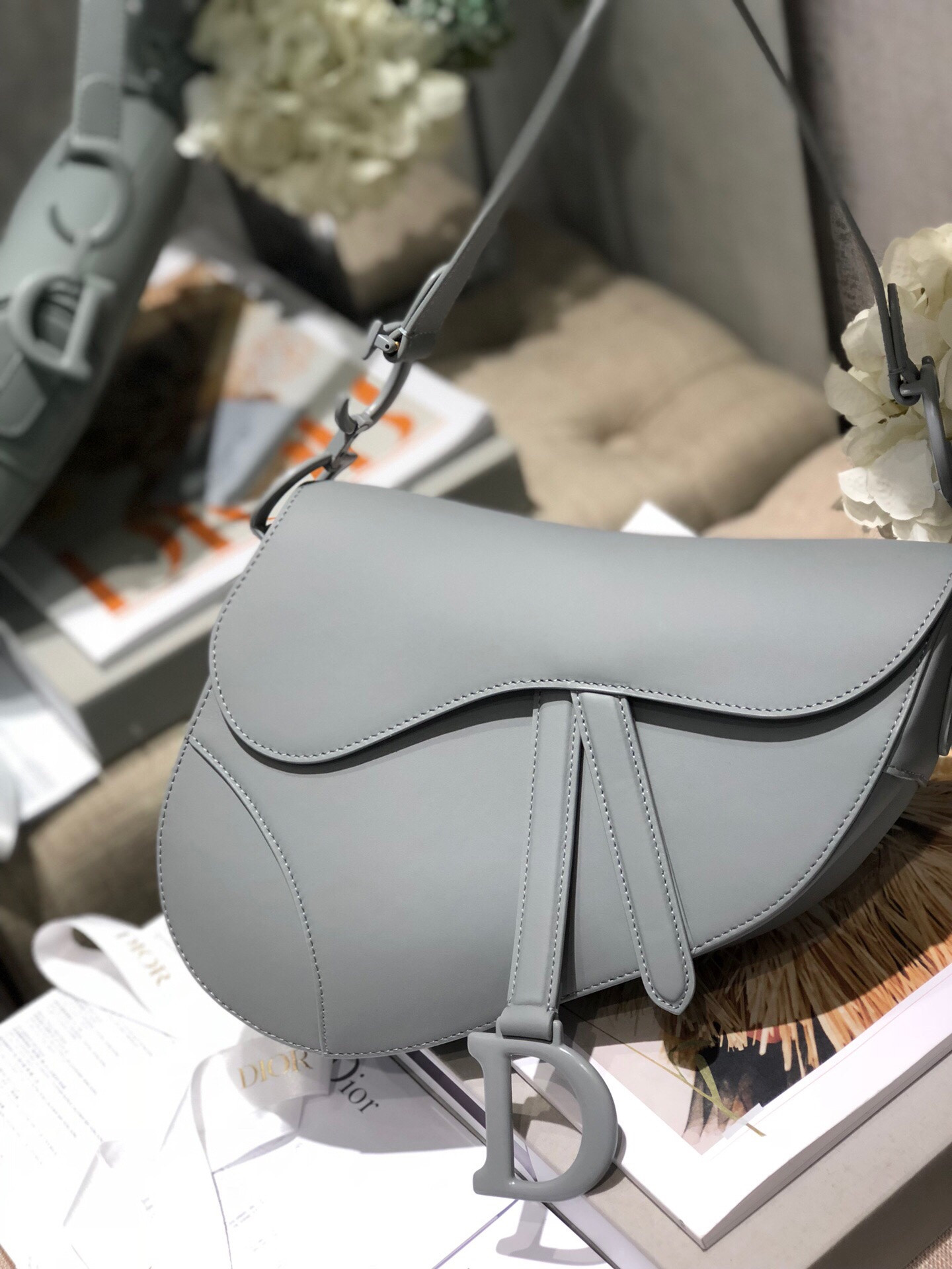 D10r Saddle Bag Placid Blue Smooth Calfskin 25.5x20x6.5cm
