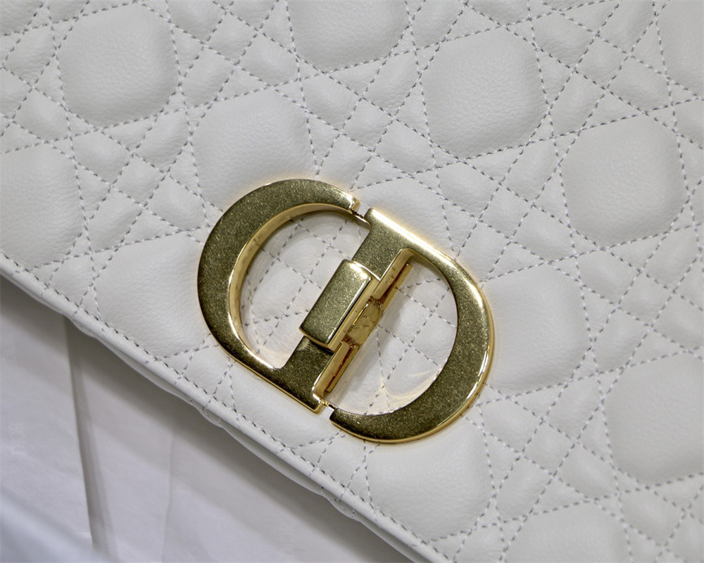 LARGE D10r CARO BAG Ivory S*pple Cannage Calfskin 29 x 18 x 10 cm