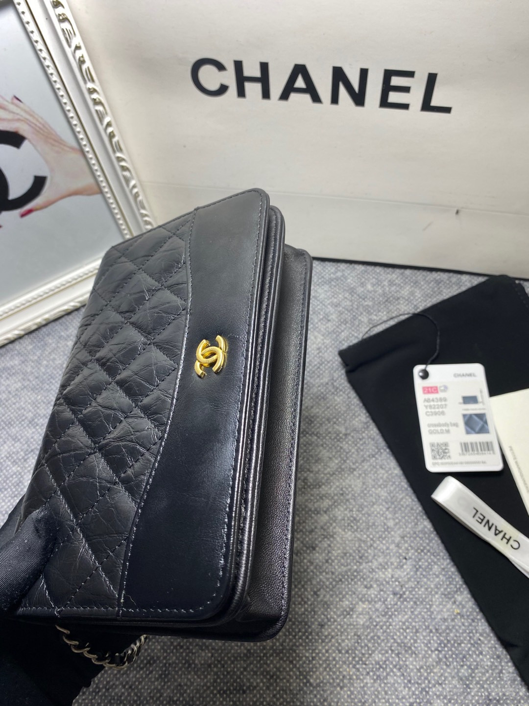 Ch**el Gabrielle Woc BLACK 12.3 x 19.2 x 3.5cm