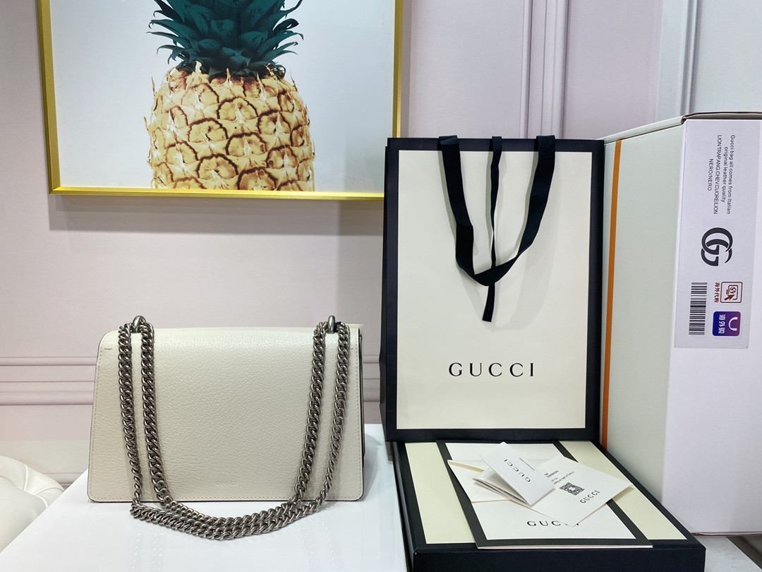 Gvc*1 DIONYSUS SMALL LEATHER SHOULDER BAG WHITE 11"Wx7"Hx3.5"D