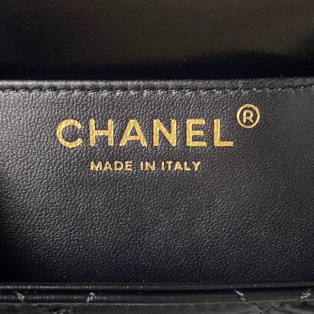 Ch**el MINI FLAP BAG BLACK 12×19×8cm