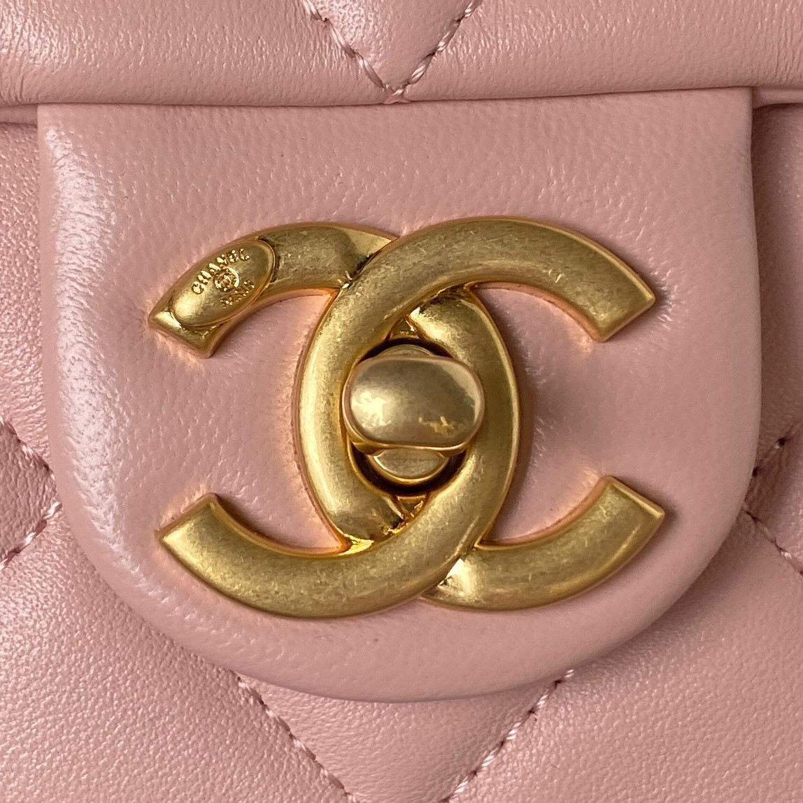 Ch**el MINI FLAP BAG PINK 4.7 × 7.8 × 2.3 in