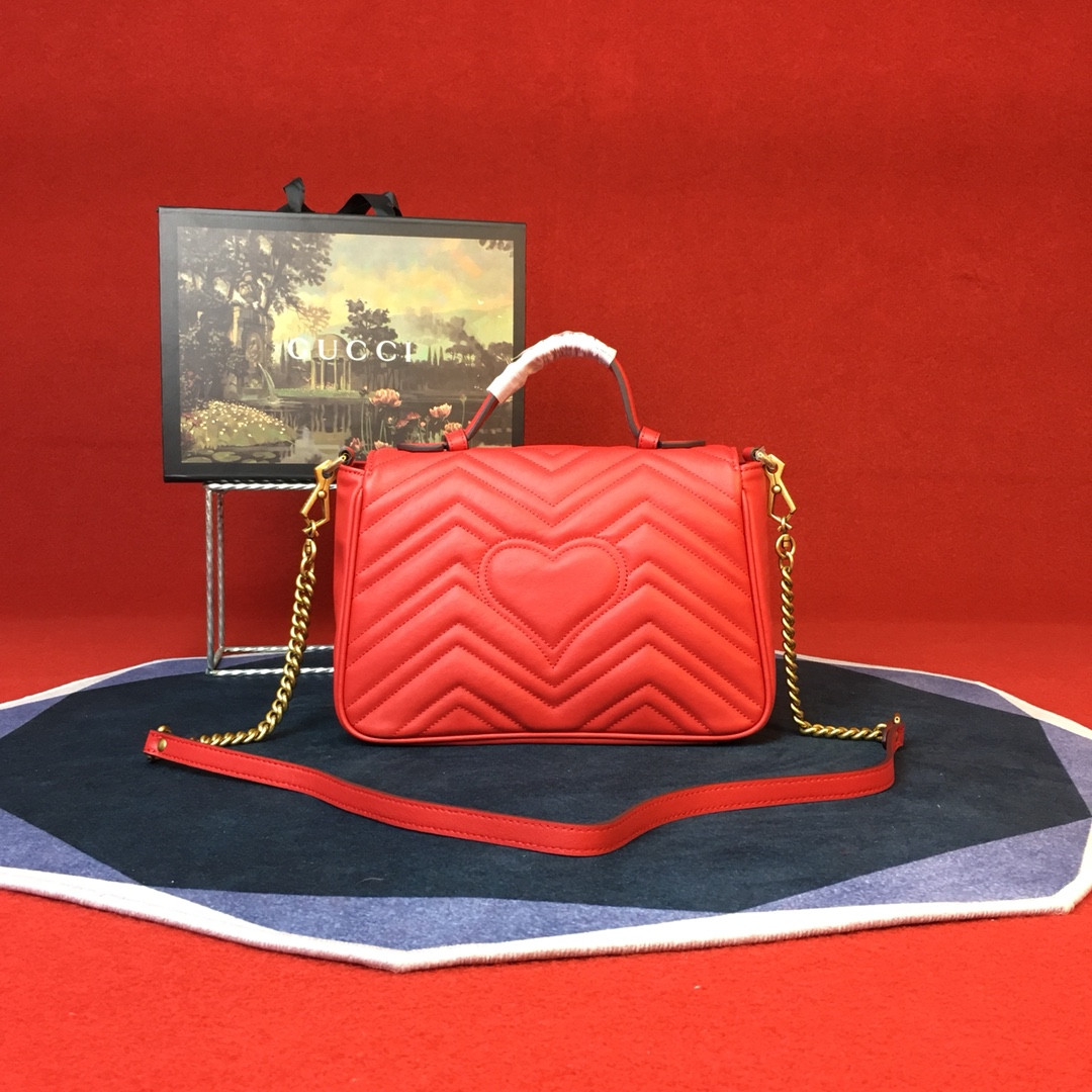 Gvc*1 GG MARMONT SMALL SHOULDER BAG RED 10"W x 6"H x 3"D