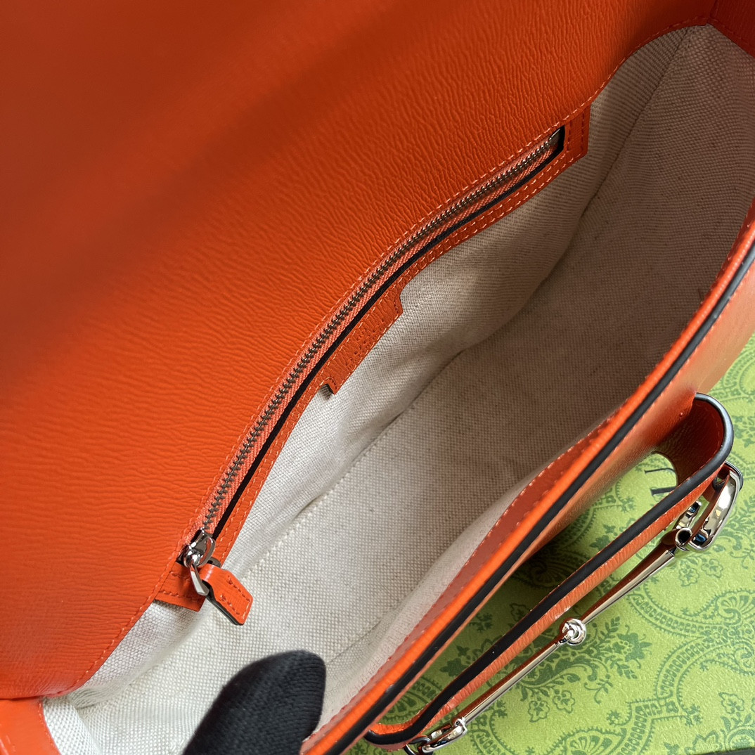 Gvc*1 HORSEBIT 1955 SMALL SHOULDER BAG ORANGE 10.4"W x 6.7-4.1"H x 3.1-1.6"D