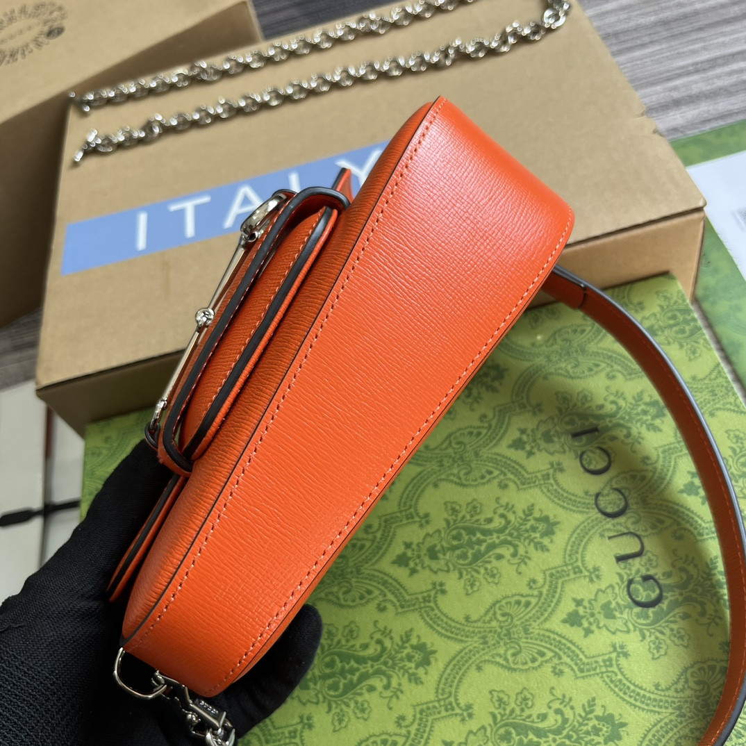Gvc*1 HORSEBIT 1955 MINI SHOULDER BAG ORANGE 7.7"W x 5-3.1"H x 2.4-1.2"D