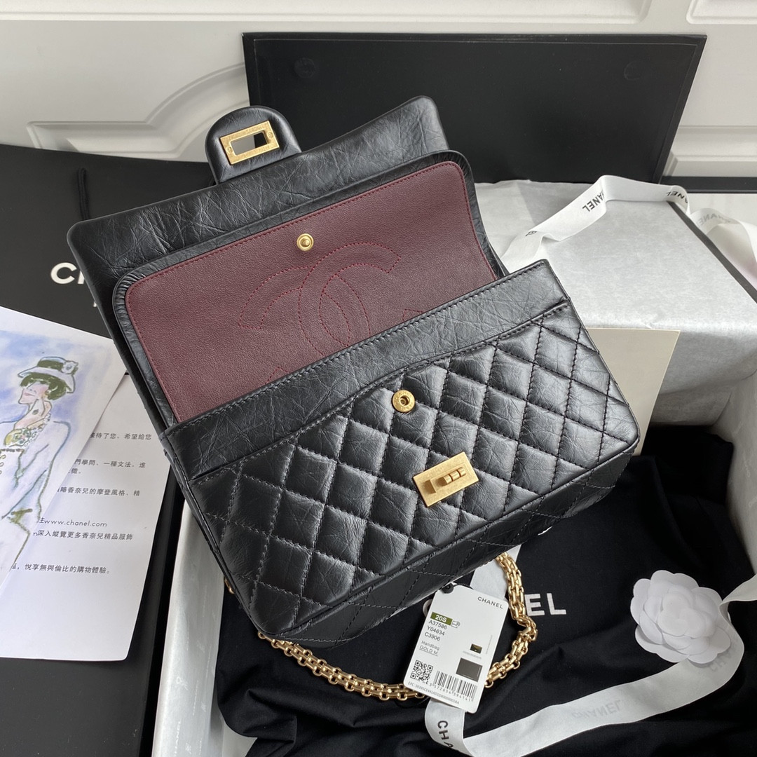 Ch**el 2.55 HANDBAG Black 6.2 × 9.4 × 2.9 in
