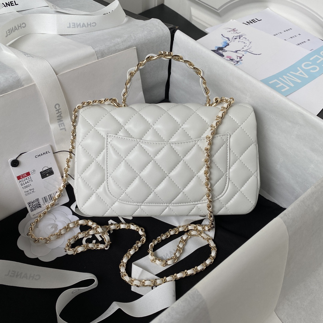 Ch**el Mini Classic Handbag With Top Handle 12 × 20 × 6 cm