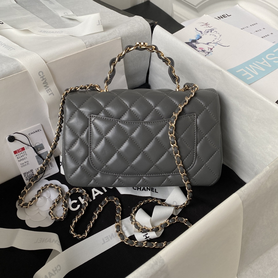 Ch**el Mini Classic Handbag With Top Handle 12 × 20 × 6 cm