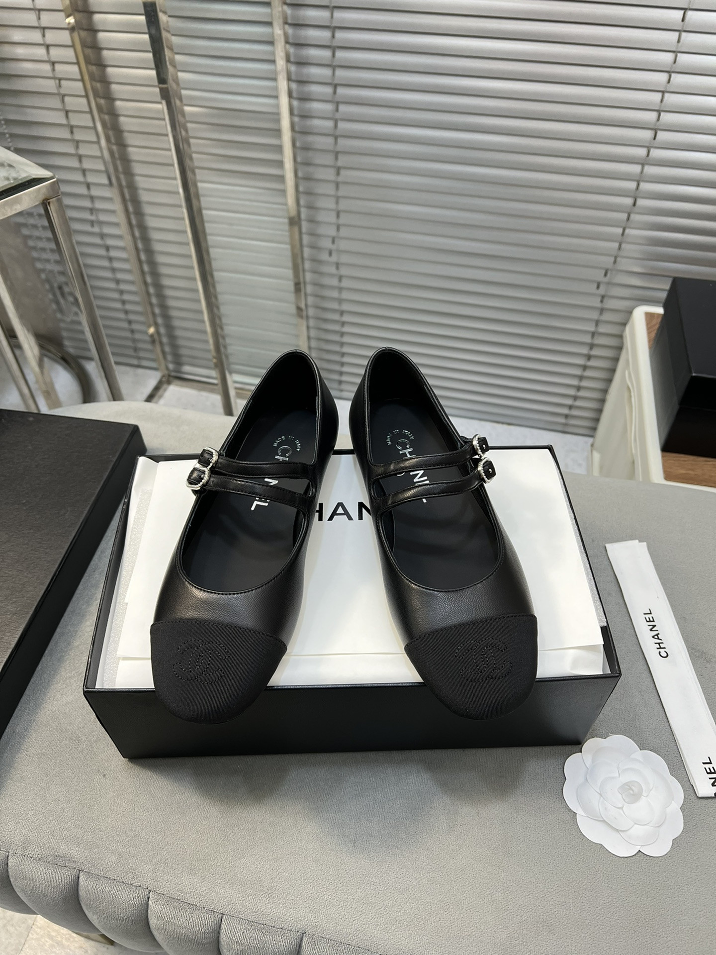 UA Ch**el MARY JANES  Lambskin & Grosgrain