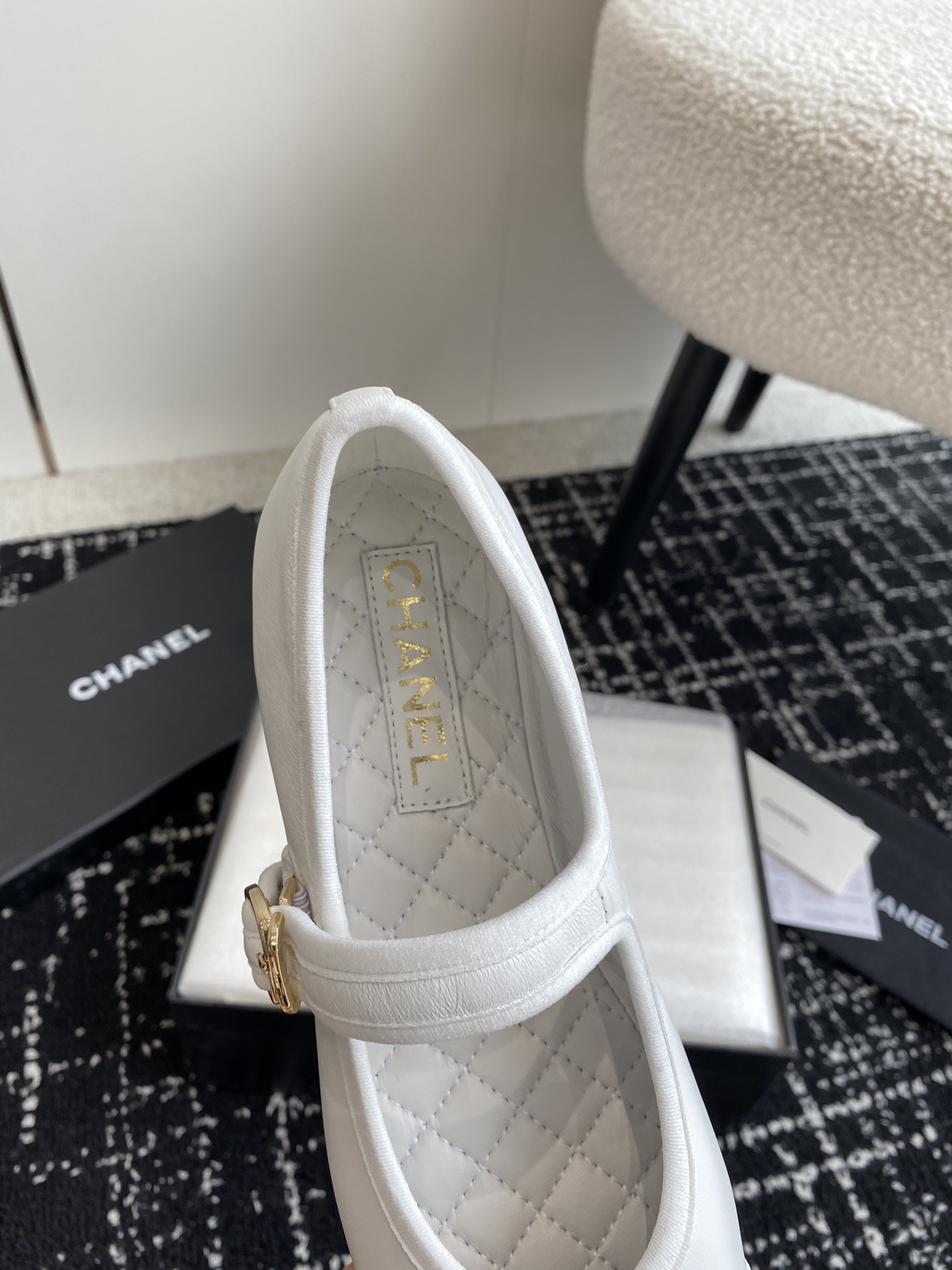 UA Ch**el MARY JANES Lambskin White