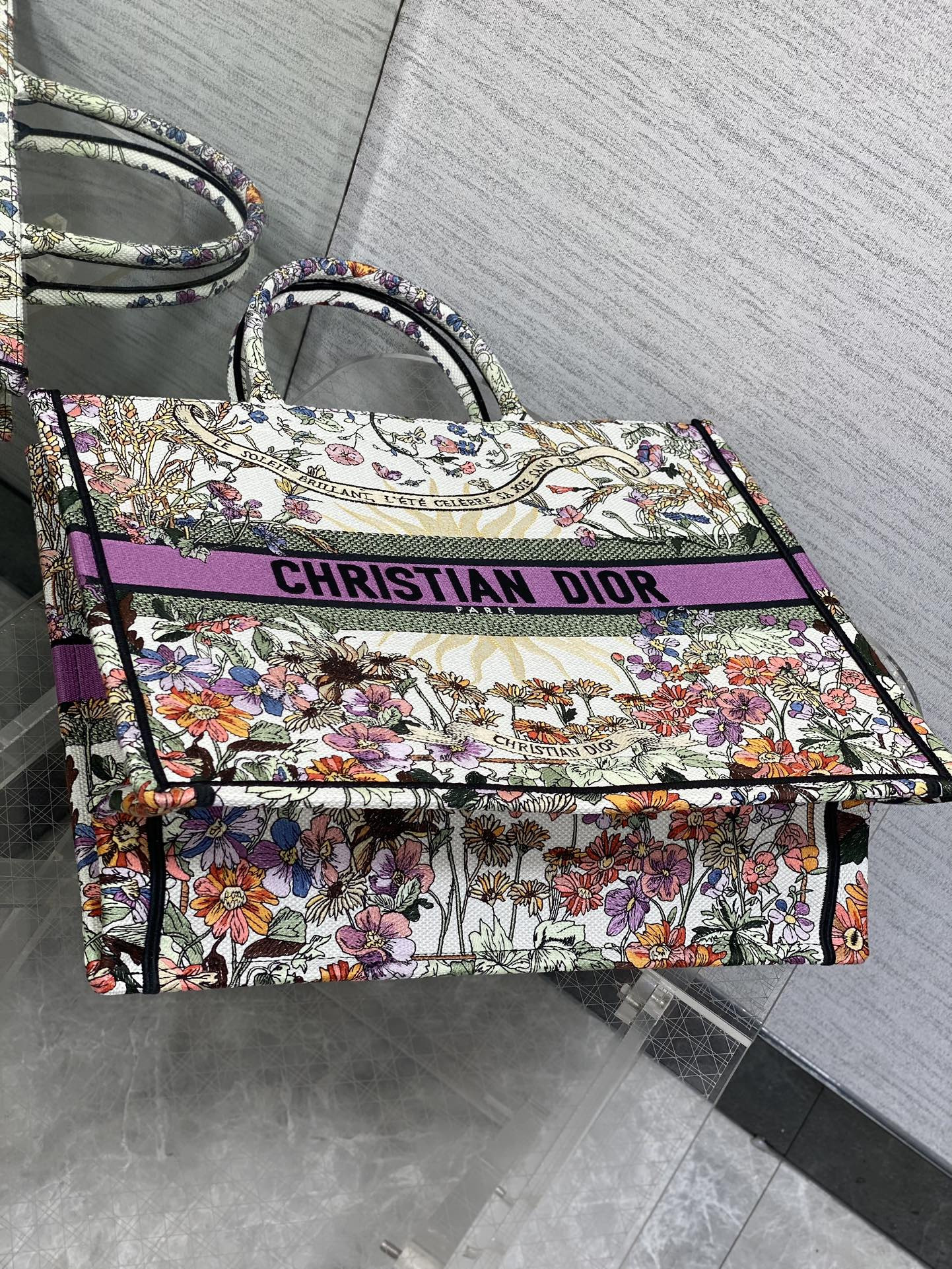 D10r Book Tote Ecru Multicolor D10r 4 Saisons Été Soleil Embroidery 42 x18 x35cm