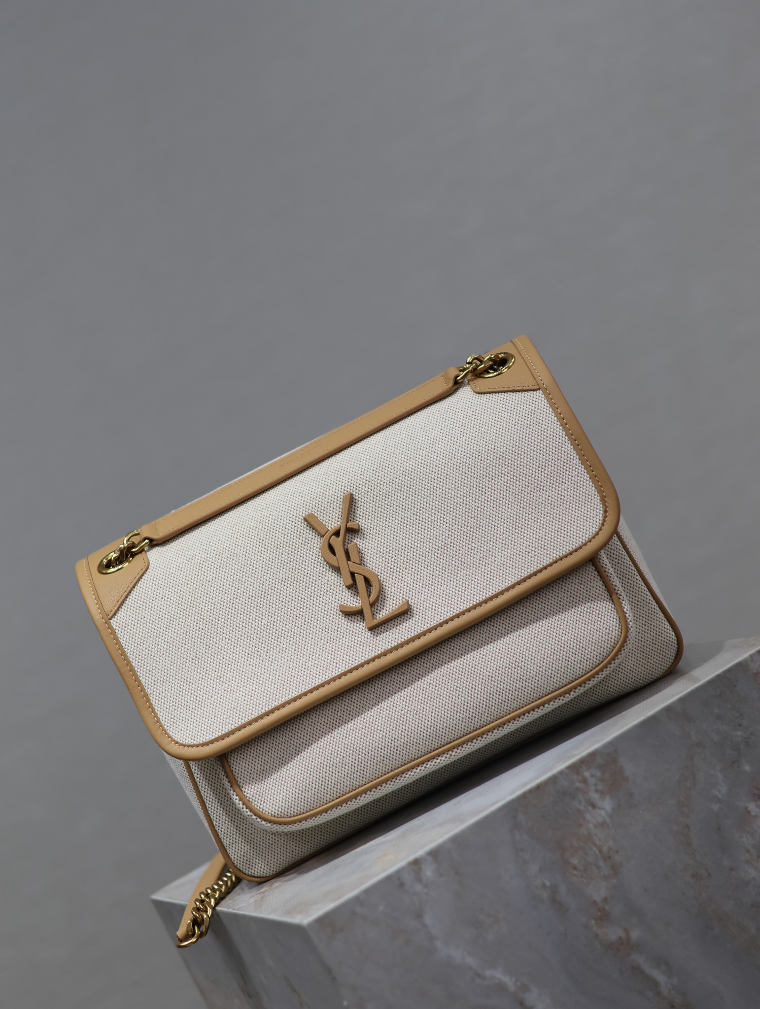 Y51 NIKI MEDIUM IN Calfskin Cotton and Linen 28x20x8.5cm