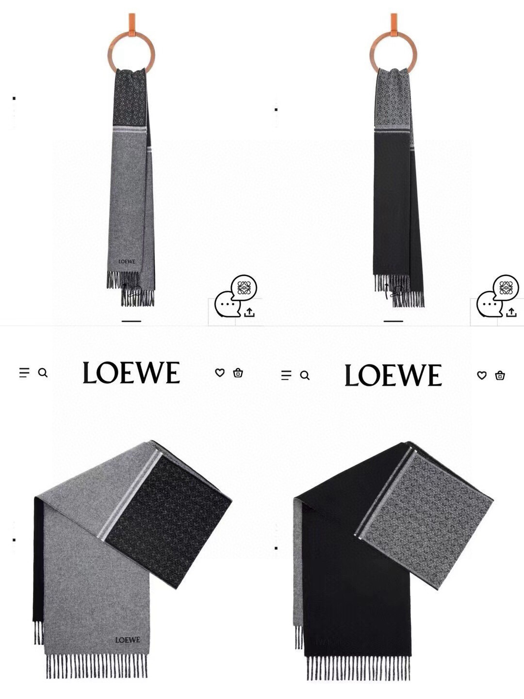 Loewe scarf 30x182cm 90% wool 10% cashmere