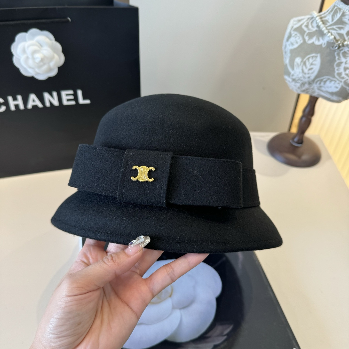 Celine Wool Bucket Hat 57cm Head Circumference