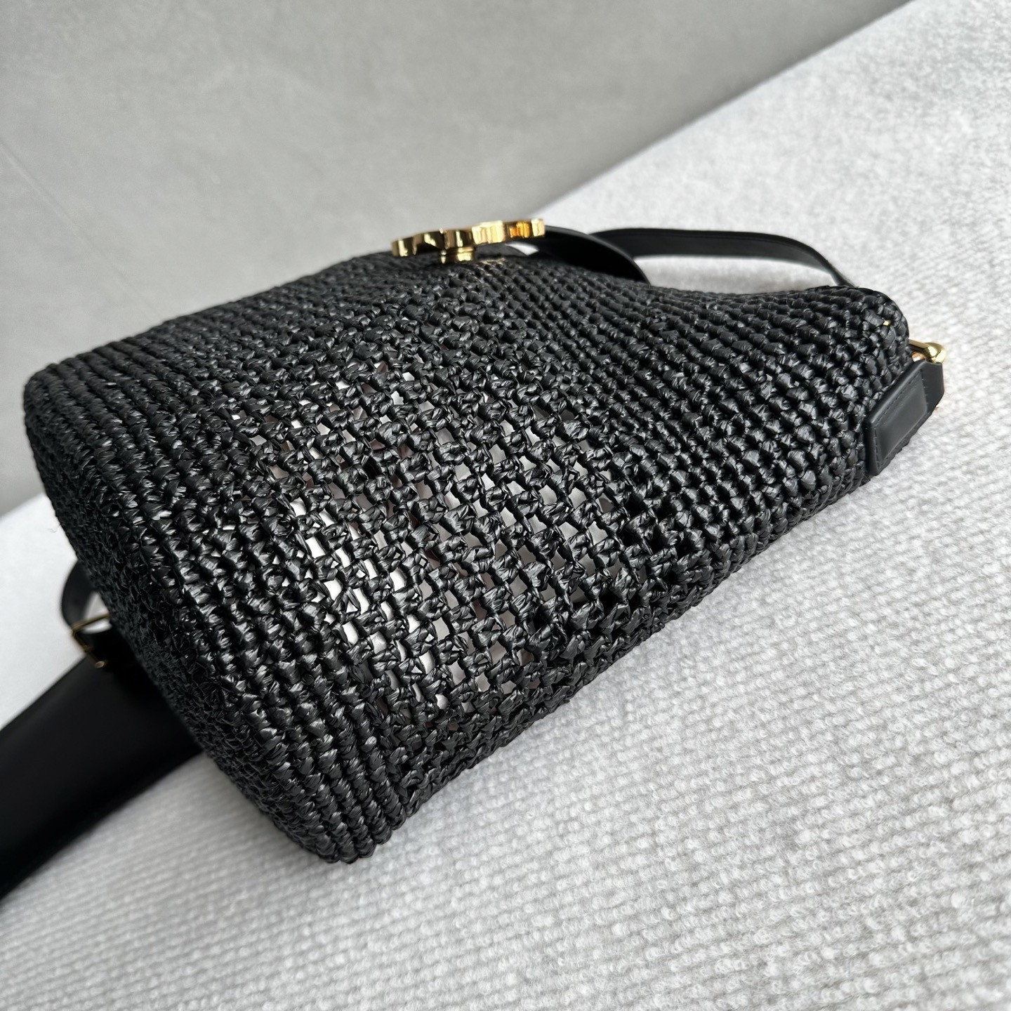 Celine LOUISE medium bucket bag made of plant materials and cow leather 23.5x24x16cm